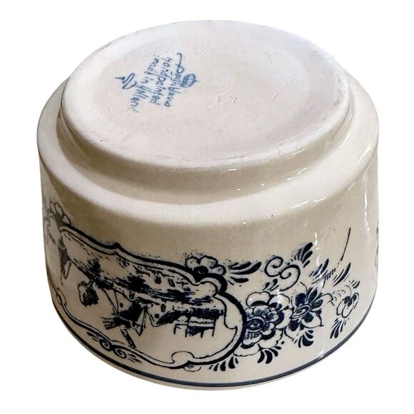 Vintage Delft Blue Bowl Hand painted in Holland Windmill & Boats Scene 3" x 5" - Picture 9 of 12